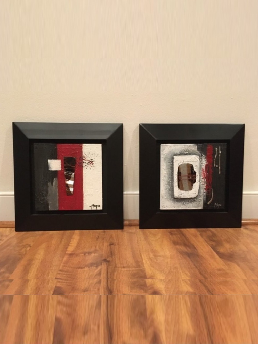 Abstract Wall Art Decor - Two (2) Piece Set (13"x13”) - 3D Features